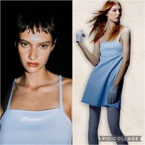 NWT. Zara- Lotto Limited Edition Capsule Collection Sky Blue Mini Dress Size S.